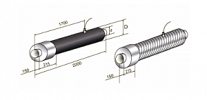 Концевой элемент трубопровода в ППУ изоляции с кабелем вывода и металлической заглушкой изоляции, 630 мм