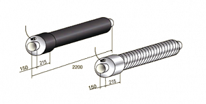 Элемент трубопровода в ППУ изоляции с металлической заглушкой изоляции и кабелем вывода, 57 мм