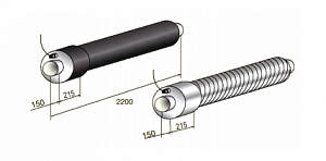Элемент трубопровода в ППУ изоляции и металлической заглушкой изоляции, 57 мм