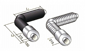 Отвод в ППУ изоляции стандартный с металлической заглушкой изоляции, 89 мм