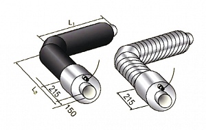 Отвод в ППУ изоляции стандартный с металлической заглушкой изоляции и кабелем вывода, 38 мм