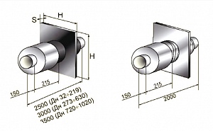Неподвижная опора в ППУ изоляции с металлической заглушкой изоляции, 159 мм