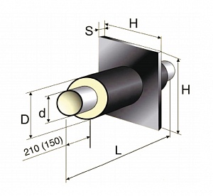 Неподвижная опора в ППУ изоляции, стандартная, 32 мм