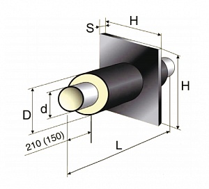 Неподвижная опора в ППУ изоляции, заказная , 377 мм